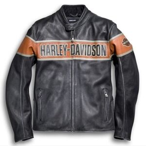 NWT Harley Davidson Men's Victory Lane Black Biker Distressed Leather Jacket
